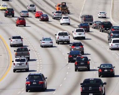 Busy highway with cars